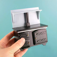 1Pcs 1/12 Scale Wooden Cooktop Miniature Dollhouses Kitchen Stove Model Realistic Cupboard For Kids Playhouse And Decoration