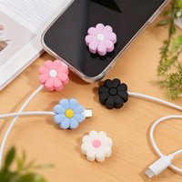 5/10pcs Flower Data Cable Header Protective Cover | Silicone Charging Wire Protector, Suitable for iPhone Type-C Charging Cable