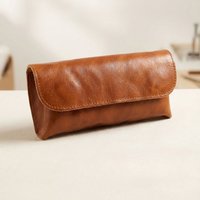 Handcrafted Vintage Leather Eyeglass Case & Pen Pouch, Premium Genuine Leather Organizer for Men, Perfect Gift for Birthday