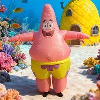 Patrick Star Inflatable Costume Patrick Star Blow Up Full Body Cosplay Outfit Novelty Dress for Christmas Party Carnival Costume