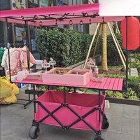 Faltbarer Verkaufsstand-Trolley mit großem Tisch, regen- und sonnengeschützter Markise