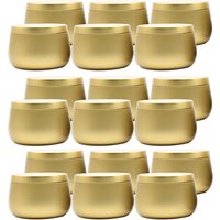 24 Candle Jars, 8oz Golden Candle Jars with Lids, Metal Candle Containers for Candle Making, Bulk Round Candle Mold