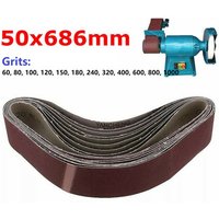 686*50mm Abrasive Belt Aluminum Oxide Sanding Belts 80-1000 Grits Sander Metal Polishing Wood Working Tools Grinder Accessories