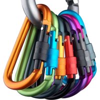 4Pcs Carabiner Clips with Screw Gate Carabiners Hiking Clips with 7.5mm Diameter Aluminum Rod EDC Outdoor Camping Equipment