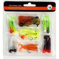 Luya Bait Set Fat Screw T Tail Wave T Tail Colored Lead Head Hook 34 Pieces Soft Bait Set