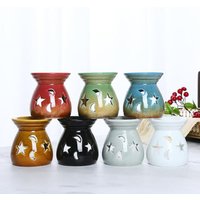 Kiln Transformation Porcelain Hollow Star Moon Aroma Burner Essential Oil Lamp Candle Holder Fragrance Product for Indoor Supply