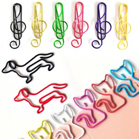 20/50Pcs Metal Paper Clips Cat Dog Musical Notes Assorted Color Paperclips Bookmark Teacher Students Office Supplies
