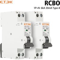 ETEK RCBO Type A Residual Automatic Circuit Breaker 6KA 16A 1P+N 2P DPN With Over Current Leakage Protection 30mA EKL19-40