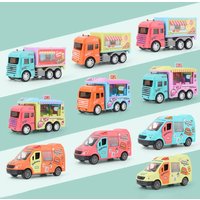 Random Color Plastic Push Forward/Backward Openable Door Ice Cream Truck Van Lorry Model Kitchen Role Play Mini Inertia Car