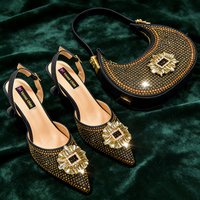 2026 Elegant Nigerian Women's Party Shoes with Medium Heel & Matching Handbag – Pointed Toe Fashion Footwear for Special
