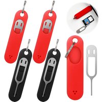 1/3pcs Silicone SIM Card Fetchers Portable Keychain Mobile Phone Tablet Stainless Steel Removal Needle Thimble Anti-lost Keyring