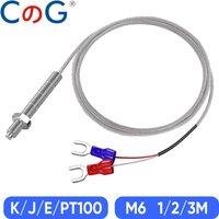 CG M6 Screw Temperature Sensor K/J/E/PT100 Type Thermocouple RTD 0-600℃ WIre 1/2/3M for Industrial Temperature Controller