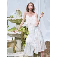 ELFSACK Spaghetti Strap Floral Mini Dress, Irregular Layered Ruffle Chiffon Dress, Summer Beach Daily Outfit