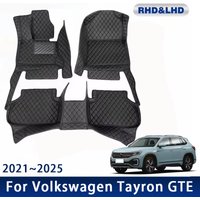 Car Floor Mats For VW Volkswagen Tayron GTE 2021 2022 2023 2024 2025 Waterproof Auto Pads Leather Carpet Interior Accessories