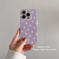 Gentle Purple White Polka Dot Phone Case For iPhone 17 Air 16 15 14 13 12 11 Pro Max 16E XS Max 7 8 Plus Shockproof Cover