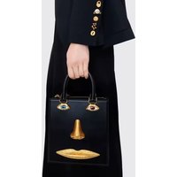 Face Bag Women High Quality Black Leather Luxury Brands Handbag Jewelry Eyes Gold-tone Metal Shoulder Strap Crossbody Bags NEW