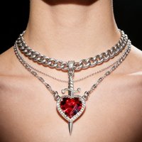 Heart and Sword Necklace Couple Necklaces Women Zircon Crystal Necklace Romantic Valentines Day Gift Jewelry Gifts Accessories