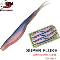 KESFISHING Soft Fishing Lure Pesca Super Fluke 90mm 120mmisca Artificial Soft Baits gulp Leurre souple Bass Pike silicone bait