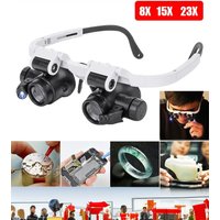 (HB05)Magnifying Glass 8X/15X/23X Jeweler Watchmaker With LED Light Telescopic Headband Magnifier Glasses Reading Loupes Eyewear