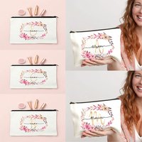 Customized Name Initial Makeup Bag Personalized Bride Makeup Box Decorative Gift Female Organizer Travel Toilet Wash Wallet