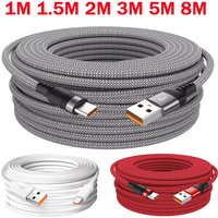 USB Type C Cable 5A Super Fast Charge Cable 1m/2m/3m/5m/8m USB C Extension Charging Cable For Samsung Xiaomi Realme Universal