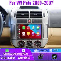 7" 4+64GB For VW Polo MK4 2000-2007 Car Radio 2DIN Wireless Carplay Android 15 Auto Head Unit Plug & Play