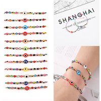 12PCS Resin Devil's Eye Beaded Woven Bracelet Men and Women's Fashion Simple Color Rope Adjustable Woven Bracelet