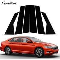 6Pcs Car Door Window Pillar Trim Cover Stickers Glossy Black Auto Exterior Accessories for Volkswagen Jetta 2019 2020 2021