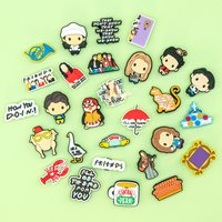 1-28pcs PVC Friends Shoe Charms for Women Men Rachel Monica Classic American Film Clog Buckles for Sandals Shoe Decorations Pins