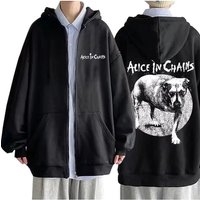 Rock Band Alice in Chains Graphic Print Zipper Hoodie Male Vintage Casual Oversized Zip Up Hoodies Men Women Fashion Jacket Coat