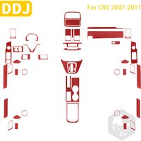 For Honda CRV 2007-2011 Accessories Car Red Carbon Fiber Interior Gear Control Air Outlet Trim Sticker Decoration
