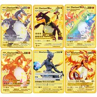 English Version Pokemon Metal Card Anime Figure Pikachu Charizard Mewtwo Battle Trading Game Collection Cards Model Toy Gifts