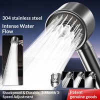 304 Stainless Steel High Pressure Shower Head 3-Speed Shatter-Resistant Detachable for Bathroom