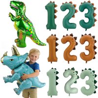 Dinosaur Balloon 32inch Dinosaur Number Balloons Boys 1-3 Year olds Birthday Dinosaur Theme Party Decor Baby Shower Foil Balloon