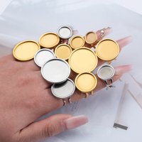 4pcs Stainless Steel Round Ring Blank Tray Adjustable Open Finger Ring Setting 10-25mm Cabochon Base Bezel for DIY Jewelry Makin
