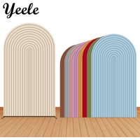 Yeele Rainbow Stripes 2-sided Arch Cover Background for Baby Shower Birthday Bride Wedding Custom Colors Elastic Arched Backdrop