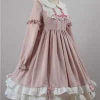 2024 Summer Cute Long Sleeve Dress Women Harajuku Ladies Ruffle Lace Patch Kawaii Dresses Lolita Cosplay Sweet Loose Vestidos