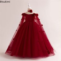 Flower Wedding Party Dress for Girls Kids Princess Tutu Dresses Girl Fashion Lace Birthday Clothes Summer Evening New Prom Gown