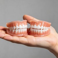Adult Universal Silicone Fake Teeth Set, Natural Full Mouth Upper Lower Dentures, Ideal Daily Oral Accessory