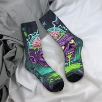 Science Zombie Brain Novelty Funny Men's Socks Breathable Anti-Slip Sports Socks Harajuku Style Retro Street Crazy Hip-Hop Socks