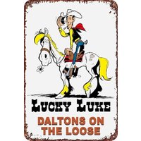 1v,Lucky Luke: Daltons on the Loose Fun Retro Tin Sign Poster Bar Restaurant Cafe Wall Decoration Home Decoration Art Poster Ret