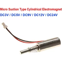 DC 3V/ 6V/ 9V/12V/24V Mini 8MM Round Cylindrical Suction Solenoid Electromagnet Big Push & Pull for Mini Fingerprint Lock