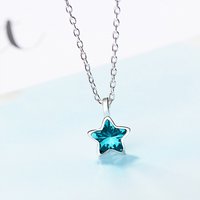 925 Sterling Silver Blue Star Crystal Pendant Elegant Necklaces For Women Luxury Quality Jewelry Gift Female Accessories