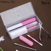 Nail Art Tools Set 9Pcs/lot Professional Files Buffer Sponge Block Brush Nail Scissors Kit With Cuticle Nipper Pushers Manic