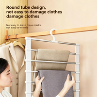 Multi-layer Stainless Steel Towel Rack Multifunctional Foldable Pants Hanger Storage Organizer Rack Pants Clothes Closet Daily