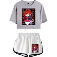 Fashion Creative Game Friday Night Funkin Print Two Piece Set Women Sexy Shorts+lovely T-shirt Cute Dew navel Sport Girl suits