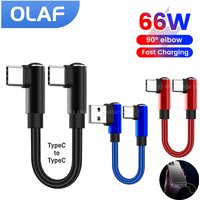 66W 0.25m/0.5m Short USB Type C Cable 90 Degree Elbow USB A/C To Type C Data Cable For Iphone 15 16 Xiaomi Samsung Power Bank