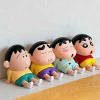Crayon Shin-Chan Figures toy Phone Holder Kawaii Anime Desktop Ornaments Cartoon Watching TV Phone Support Cute Doll Decorations