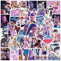 AliExpress NONE 55/110pcs KPop Demon Hunters Stickers Animation Movie Decals DIY Laptop Car Bike Graffiti Decoration Waterproof Anime Stickers