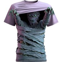 New Mens Halloween T-shirt with 3D Mummy Printed Pattern Short Sleeve T-shirt Suitable for Casual Wear As A Festive Theme Outfit
